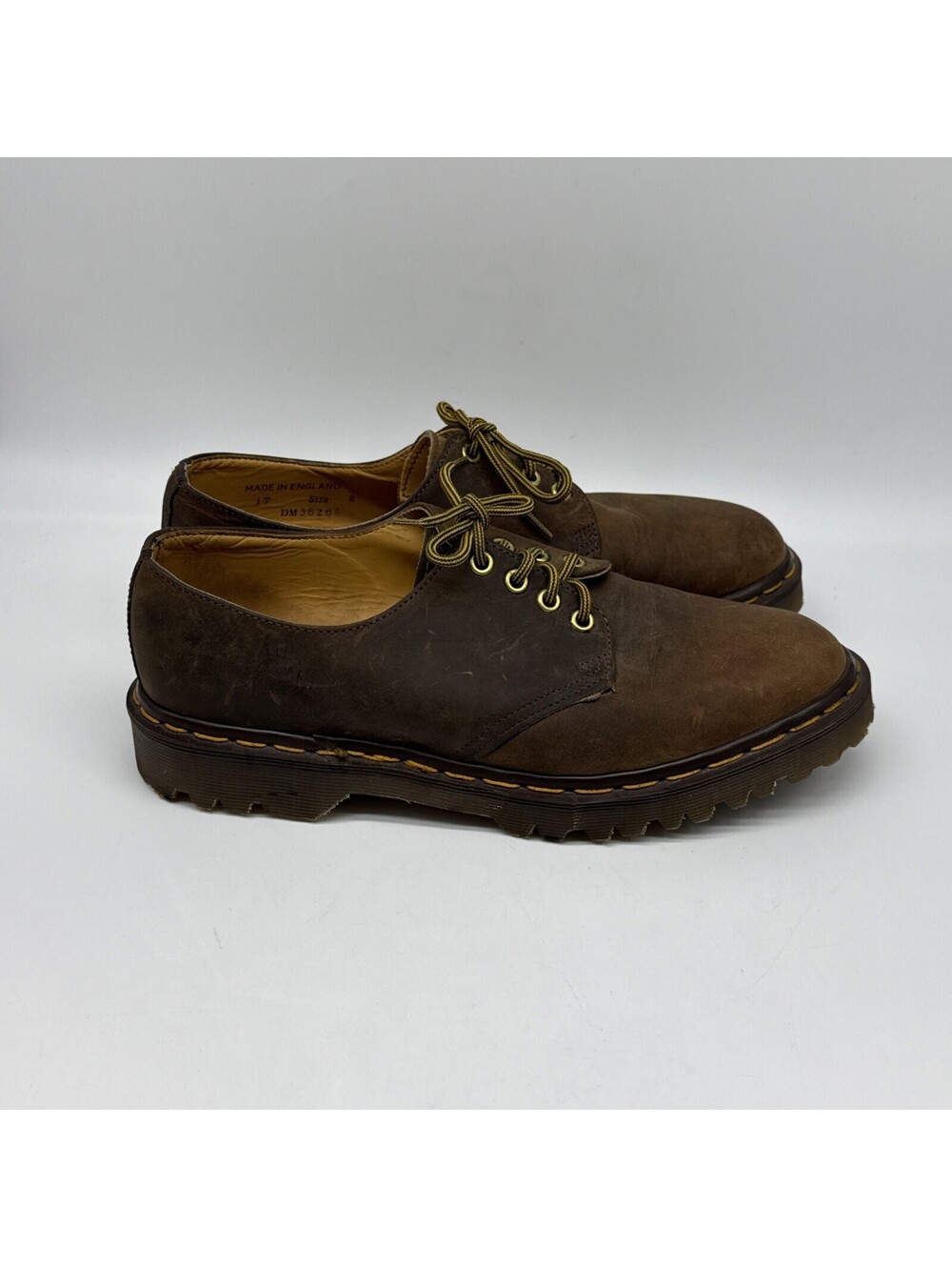 DR. MARTENS HORSE LEATHER Brown OXFORD SHOES England Size 8 Mens